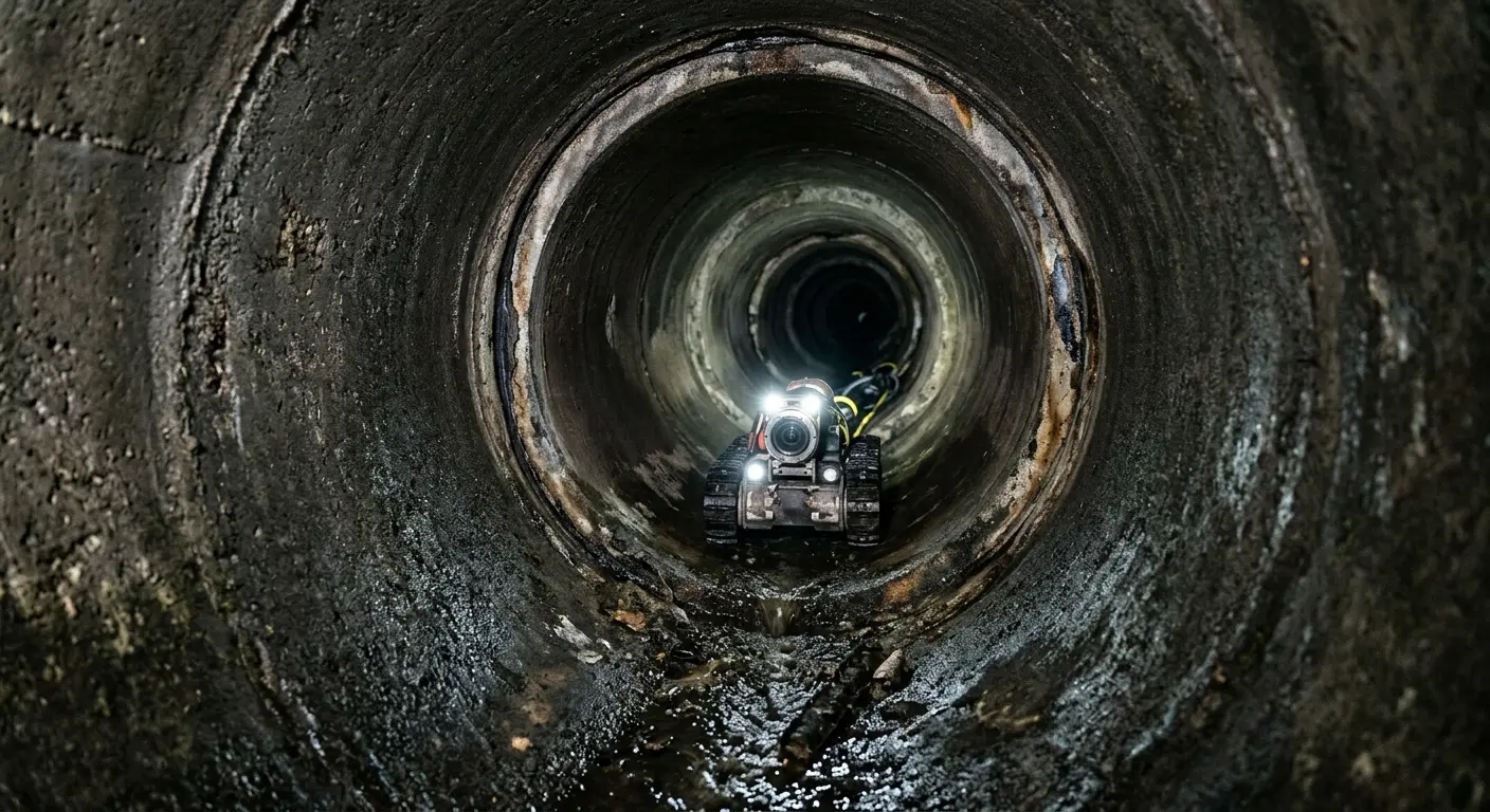 Robotic sewer camera inspecting pipe interior for Sewer Line Cleaning in Carnegie